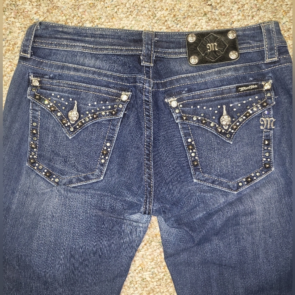 New Miss Me Bootcut denim Jeans Bling Pockets Size 30 NWOT - Picture 13 of 17